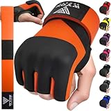 WYOX Gel Boxing Hand Wraps Inner Gloves for Men & Women, 80cm Quick Wrist Straps, Padded Knuckle Protection for Muay Thai Kickboxing, Hand Wraps for Boxing & Martial Arts (Orange, XS)