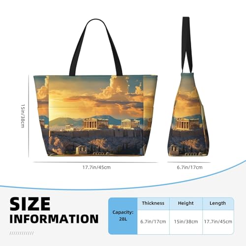 Beach Bags For Women Large Waterproof Sandproof Beach Tote Bag Lightweight Zipper Carry On Bag Acropolis Cityscape Skyline Pool Bag For Gym Travel Vocation4