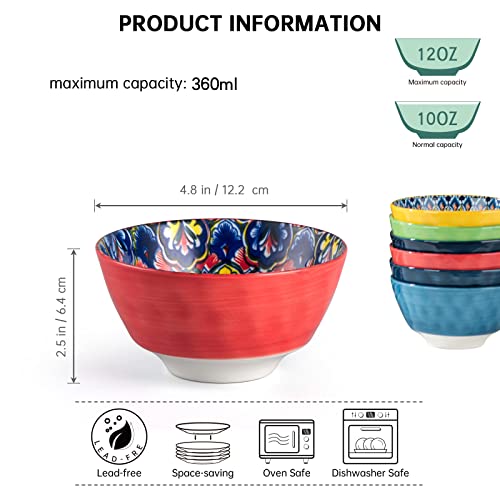 HENXFEN LEAD Dessert Bowls, Snack Bowl 360ml, Porcelain Salad Bowl Ceramic for ice Cream Rice, Dessert, etc. Colourful - Image 2
