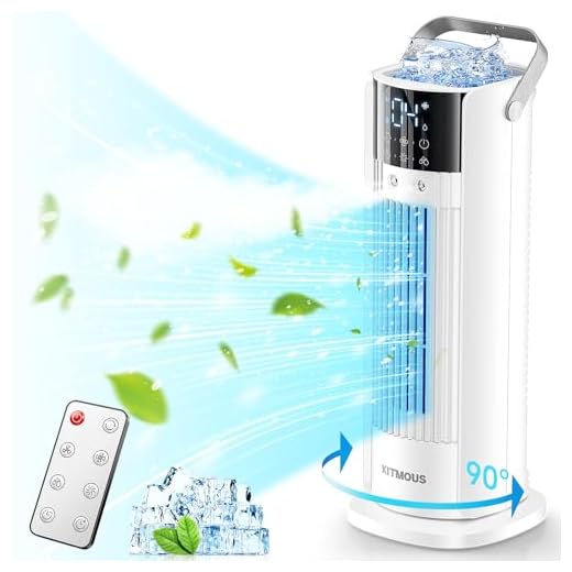 KITMOUS Climatizzatore Portatile Silenzioso, Climatizzazione Mobile 3 in 1, Raffreddatore d'Aria Umidificatore, 4 Velocità 2 Modalità di Nebulizzazione Mini Clim 700ml