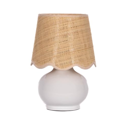 TORONATA Benton Ceramic Table Lamp with Fabric Shade – 13" Bedside Accent Lamp for Bedroom, Living Room & Nightstand (White)