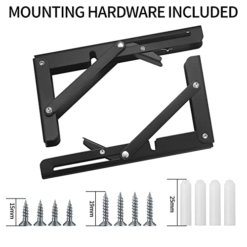 2 Pcs Folding Shelf Brackets, 10 Inch Heavy Duty Floating Triangle Shelf Brackets, Collapsible Shelves Brackets, Wall Mounted L Table Hinges Brackets For Bench Table With Screws (10 Inch) #TOP2