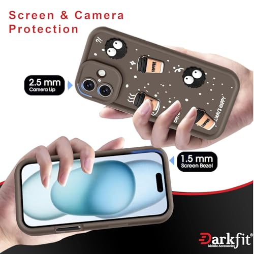 Image of DARKFIT Back Case Cover Compatible with iPhone 17 | Cute Fun Cartoon 3D Ball Coffee Silicone Case | Body Protection | Camera Protection | Shock Proof | Color Brown | Pack of 1