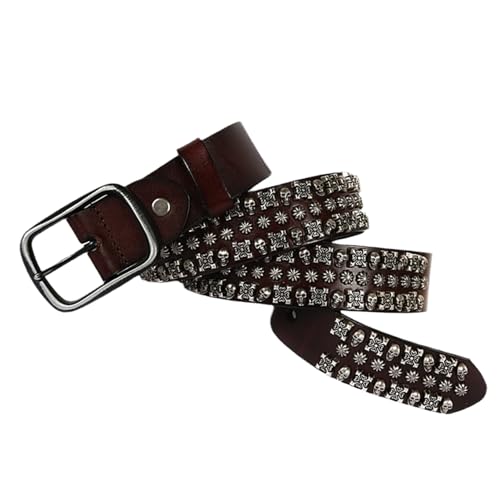 Ceinture rock en cuir à rivets l'accessoire historique gravé d'un crâne pour jean