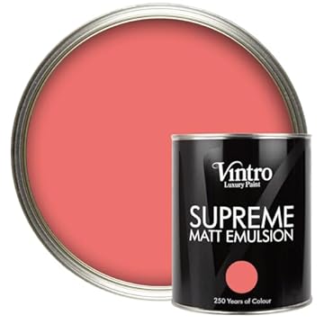 Vintro Luxury Matt Emulsion - Blush Pink, Smooth Chalky Finish, Multi Surface Paint for Walls, Ceilings, Wood and Metal, 1L (Marilyn's Blush)