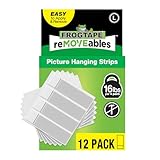 FrogTape reMOVEables Large Picture Hanging Strips - 12 Pairs - 16lbs per 4 Pairs - Damage-Free Removeable Adhesive Wall Strips Picture Hangers for Mounting Frames, Canvas, Home Décor White (24 Pieces)