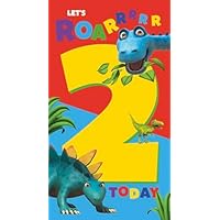 Danilo Promotions Ltd Dinosaur Roar Birthday Card with Stickers, Age 2