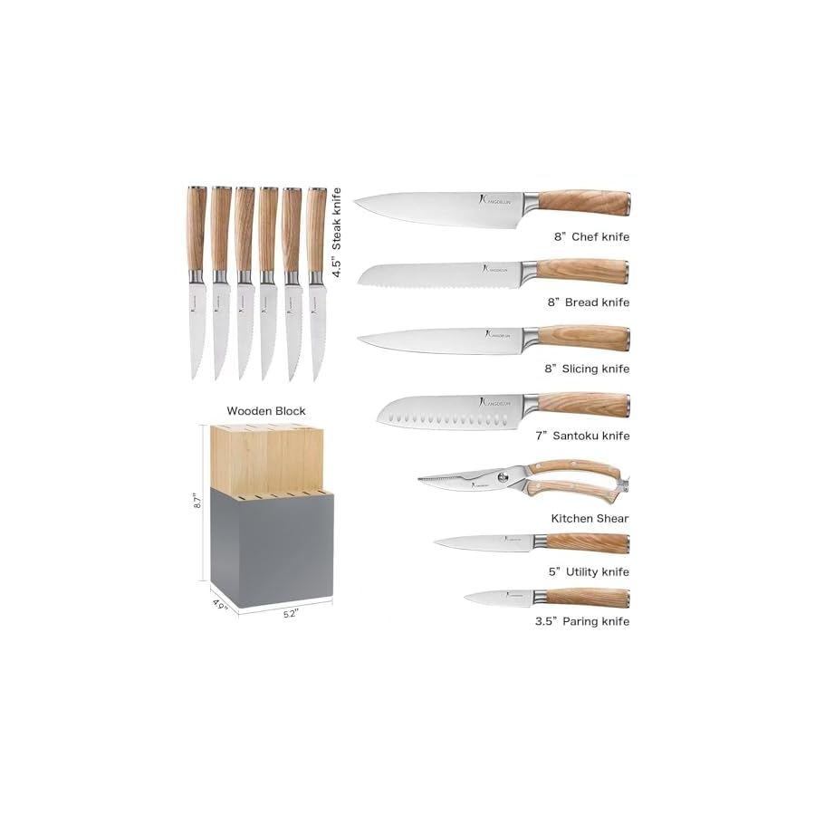 Natura-Series-14-PCS-Knife-Block-Set-Ultra-Sharp-High-Carbon-Stainless-Steel-with-Wooden-Handle Kangdelun Natura Series 14 PCS Knife Block Set, Ultra Sharp High Carbon Stainless Steel with Wooden Handle