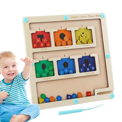 Tabla de laberinto magnética, laberinto de color magnético, juguetes de clasificación de juegos a juego | Juguetes de madera a juego de colores, tabla de rompecabezas, juguete educativo, juguete