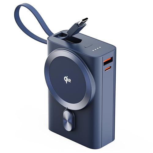 Image of Ambrane 25W Qi2.2 Magsafe Wireless 20000mAh Powerbank, 35W Wired Charging, Fastest Qi2.2 Technology - Now Charge 40% in 30 mins wirelessly, Support MacBook Air Charging for iPhone (Orbit 20K, Blue)