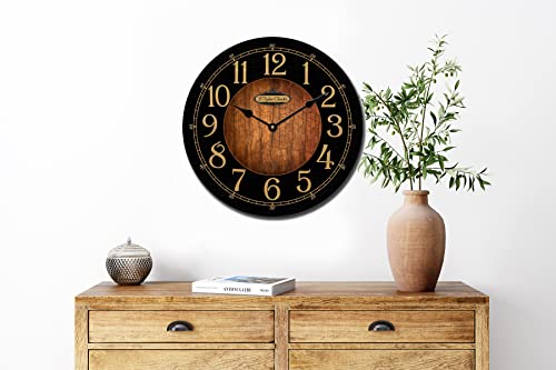 Black & Wood, Large Wall Clock | Ultra Quiet Quartz Mechanism | Hand Made In Usa Beautiful Crisp Lasting Color | Comes In 8 Sizes | 48-Inch #TOP2