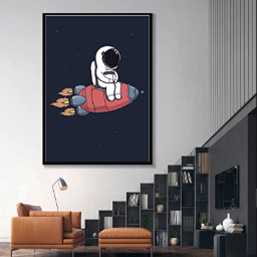 Toile peinture abstrait moderne astronaute pour mur sans vie - 3