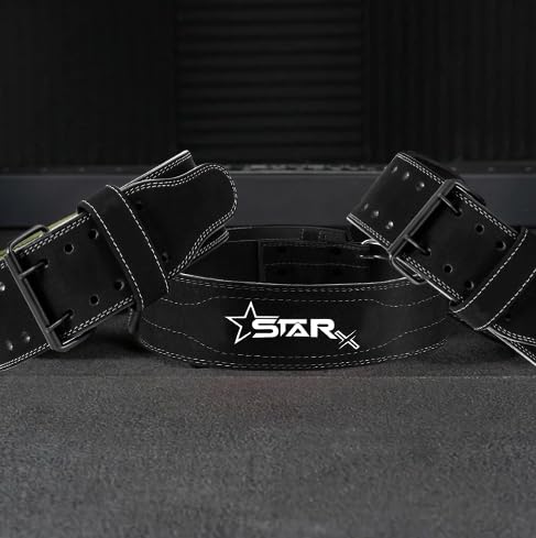 Image of StarX Panther Suede Leather Powerlifting Gym Belt for Men & Women, Heavy Workout Weight Lifting Belt for Deadlift, Squat & Back Support, Adjustable Waist Belt for Gym Training (S, Black)