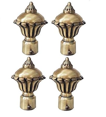 Arena Antique Brass Alloy Zinc Round Curtain Finials Beautiful for Window and Door Pack of 4 Pcs(2 Pair)