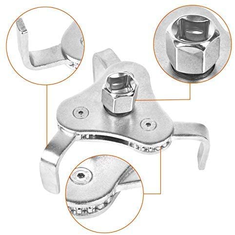 Easyuse Adjustable Oil Filter Wrench,Filter Removal Tool, 3/8"&1/2 Square Drive Socket,3-Jaw Design,Universal Oil Filter Wrench #TOP1