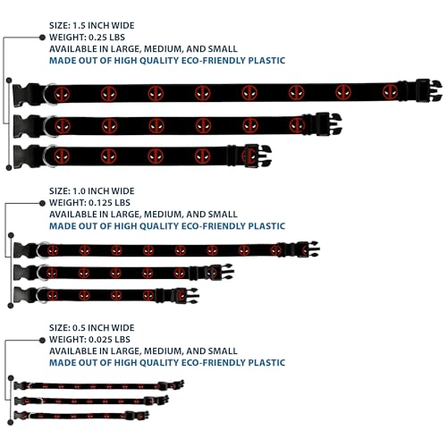 Collar para perro de plástico y nailon Buckle Down Marvel Deadpool original 4
