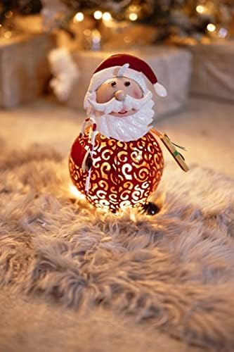 Marco Paul Traditional Christmas Filigree Santa Claus Christmas Ornaments with 15 LED Light Up Battery Operated Hand Painted Free Standing Christmas Decorations Pre-Lit Festive Father Xmas Home Decor