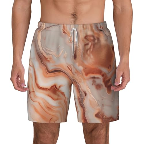 Short de bain pour homme marbre or rose léger et respirant pour la plage