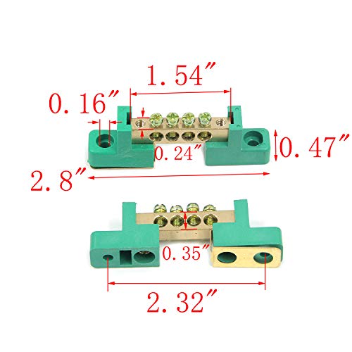 My Mironey Terminal Bus Bar 4 Positions Screw Brass Terminal Grounding Strip Bus Bar Block Green Terminal Block Pack Of 5 #TOP1