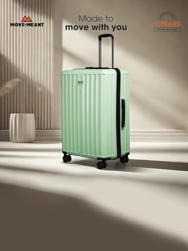 Image of Move-Meant Large Polycarbonate Hard Shell ROAMIFY Check-in Suitcase 75 Cm 8 Wheels Number Lock Poly Carbonat HPS Green for Men & Women | 360 Degree Wheeling System Luggage | Trolley Bags for Travel