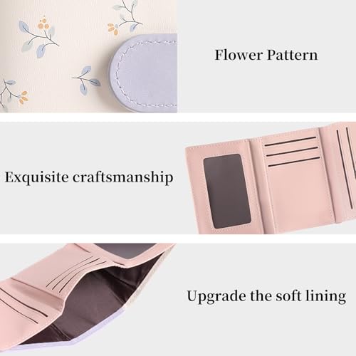 Image of RNIEGA Small Wallets for Women Trifold Vegan Leather Wallet RFID Blocking Card Holders with ID Window