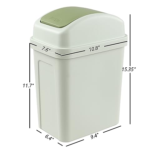 Caneca de basura plástica 1.8 galones con tapa basculante verde miniatura 2