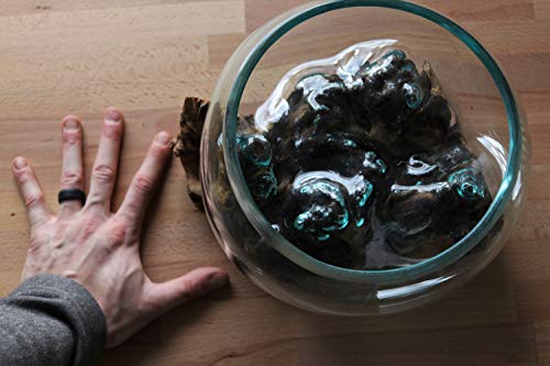 Cohasset Molten Glass | #658-24 | Wide Mouth Molten Glass | Terrarium | Fairy Garden | Approximately 9.5" Wide | Natural Wood and Recycled Glass |