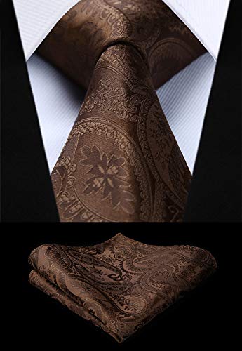 Image of HISDERN Vest and Tie Sets for Men Vests Paisley Floral Jacquard Necktie Pocket Square 3PCS Waistcoat for Suit or Tuxedo