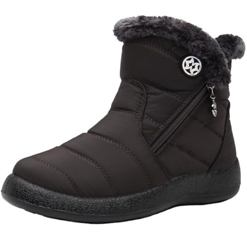 Imagen de Botas Invierno para Mujer Botines Nieve Impermeable con Cremallera Forradas Cálido Boots Zapatos Outdoor Ultraligero Antideslizante