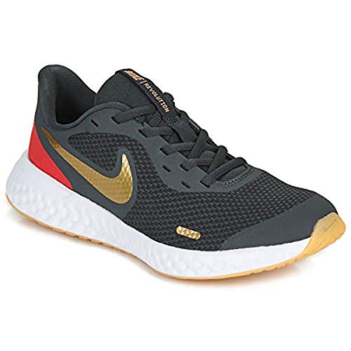 Nike Kids Revolution 5 PS Smoke Grey University RED Gold Size 13.5