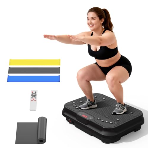 Vibration Plate Exercise Machine with Resistance Bands