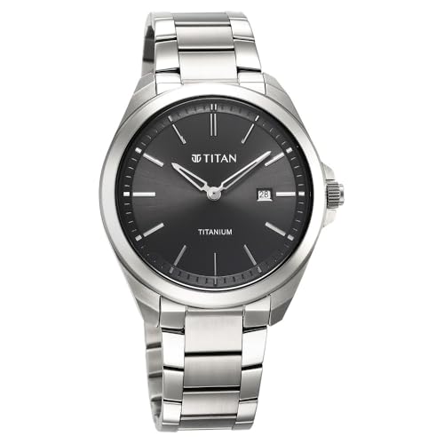 Image of Titan Titanium Quartz Analog Black Dial Titanium Strap Watch for Men-90177TM03