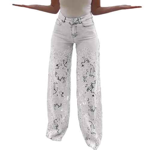 Pantalon en dentelle léger et aéré transparent à taille haute