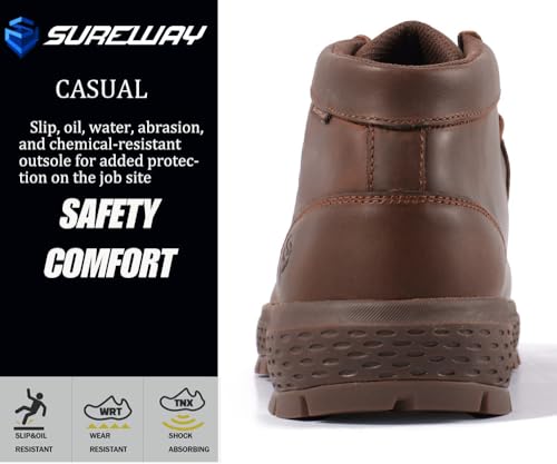 SUREWAY Men's Chukka Boots,Fashion and Comfort Driving Shoes,Lightweight Durability Leather Moc Toe Work Boots4