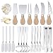 Augot Set di 20 Coltelli da Formaggio, Coltello a Spatola per Formaggio Acciaio Inossidabile Affettatrice di Formaggio Mini Pinze da Portata Set Cucchiai e Forchette per il Compleanno Nozze Festa