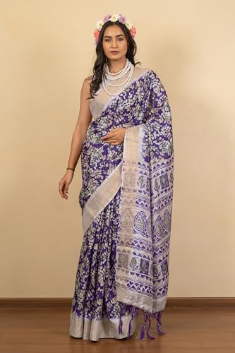 Image of MIRCHI FASHION Women Saree Cotton Silk Batik Block Printed | Breathable Office Wear and Regular Use Sari with Blouse Piece