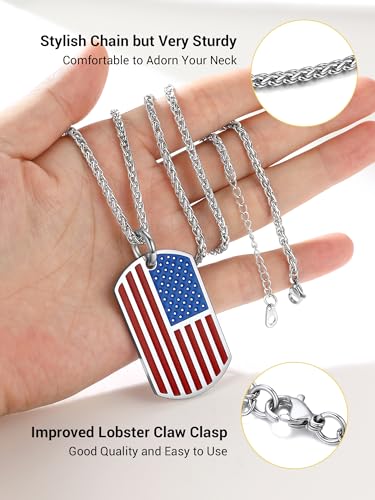 PROSTEEL American Flag Necklace for Men, USA Flag Eagle/Cross Pendant, Stainless Steel Dog Tag Necklace, US Patriotic Jewelry, 22"-24" Adjustable, Come with Box4