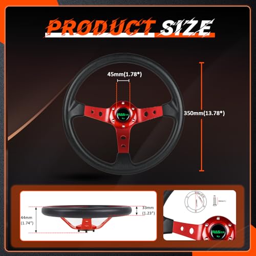 image for RASTP Universal Racing Steering Wheel,Drifting Deep Dish Steering Whee