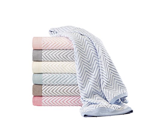 Luxuriously Oversized Bleach Safe Beach Towel Chevron Design- Fibertone By 1888 Mills, Grey 35Wx70L #TOP1