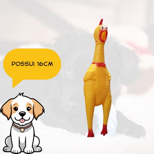 Brinquedo Frango Mordedor Pet c Apito Borracha Galinha (Amarelo)