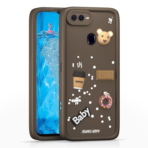 Image of Bintage Cute Fun Taddy Cartoon 3D Ball Bear Milk Donut Coffee Cup Silicon Case Full Body & Camera Protection Back Cover Compatible for Realme 2 Pro - Brown