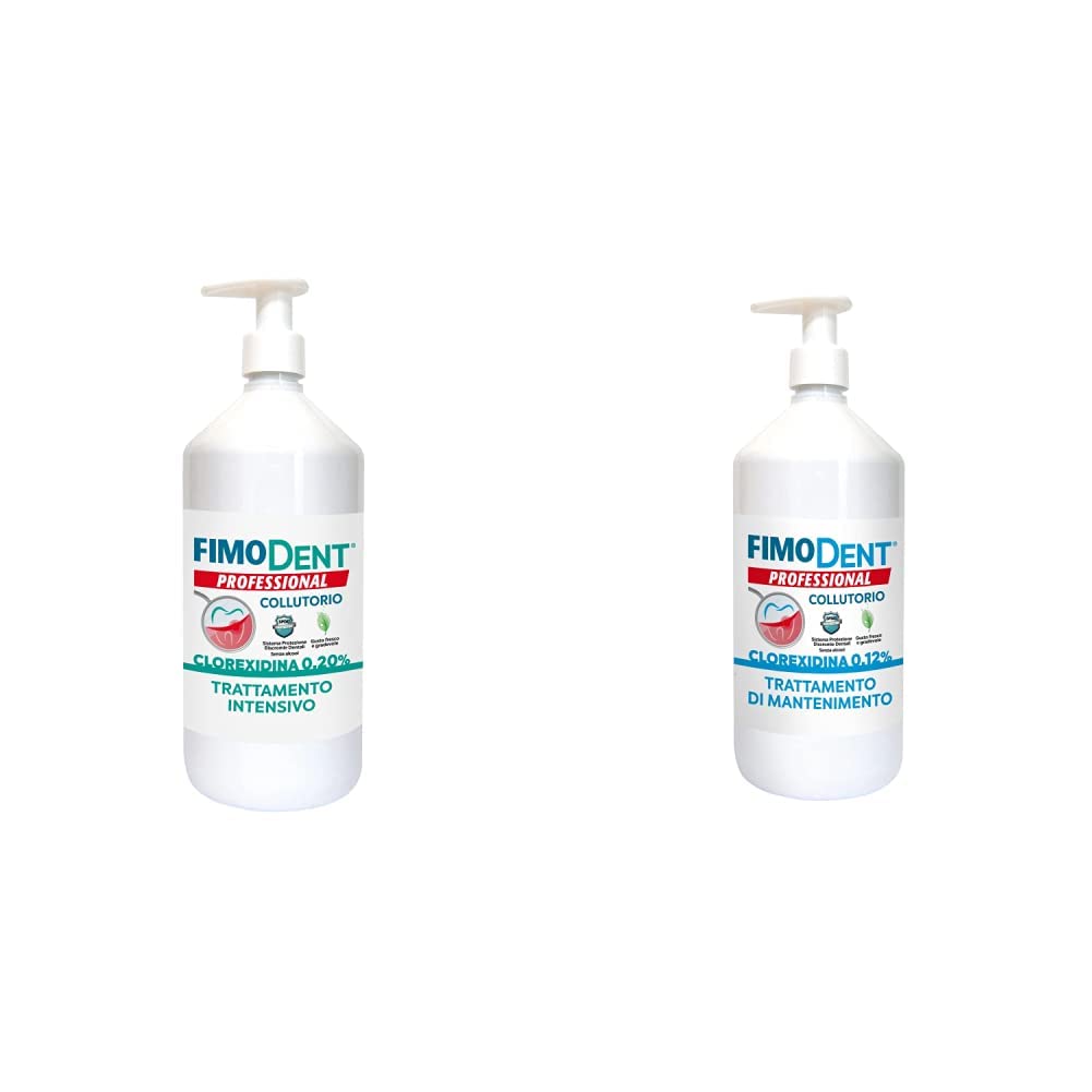 Fimodent Collutorio - Clorexidina 0.20% con SPDD e gradevole gusto menta - 1000mL con dispenser. & Collutorio - Clorexidina 0.12% con SPDD e gradevole gusto menta - 1000mL con dispenser.