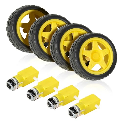 4 Sets TT Motor with Leads, DC 3-6V Gearbox Motor Dual Shaft 200RPM Ratio 1:48 Motor with Tire Wheel Kit for Arduino DIY Smart Car Robot - Image 4