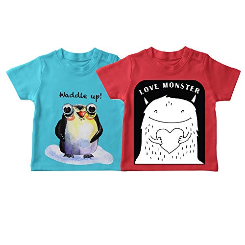 Image of XAGO Solid Casual Tshirt for Boys Cotton Regular Fit Round Neck Short Sleeve Multi Colour Combo Set of 2