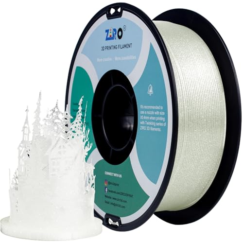 Image of ZIRO Glitter PLA Filament 1.75mm, 3D Printer Filament Shiny Sparkle pla with Glitter, Twinkle Series 1.75 1kg /2.2lbs Translucent Spool, Fit Most FDM 3D Printers, Twinkling Transparent