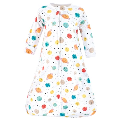 Image of Hudson Baby Unisex Baby Cotton Long-Sleeve Wearable Sleeping Bag, Sack, Blanket, Happy Planets, 3-9 Months