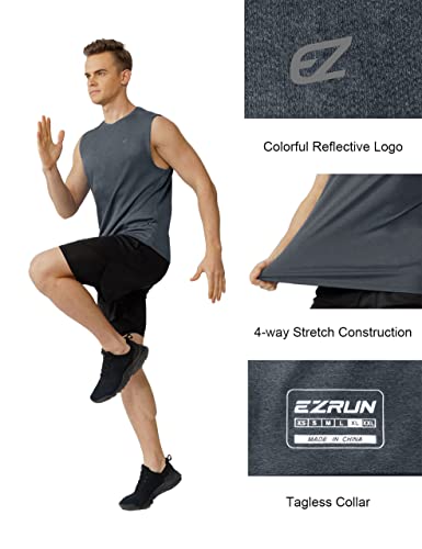 Image of EZRUN Men's Workout Sleeveless Shirts Quick Dry Muscle Swim Shirt Gym Fitness Running Beach Tank Tops