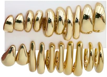 10 Pairs Hypoallergenic Chunky Gold Dangle Earrings for Women Tre...