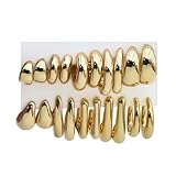 FOURPG 10 Pairs Chunky Gold Earrings for Women Hypoallergenic Trendy Thick Gold Plated Hoop Earrings Set Lightweight Jewelry
