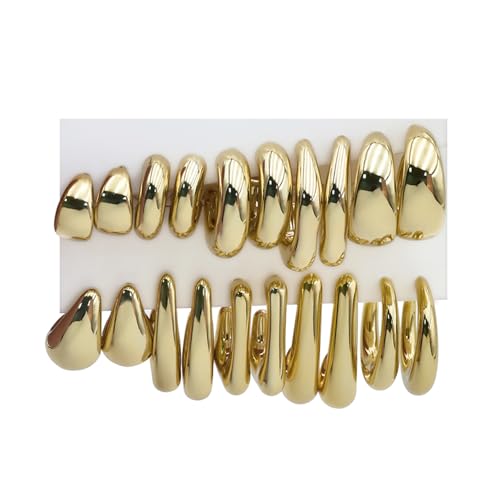 FOURPG 10 Pairs Chunky Gold Earrings for Women Hypoallergenic Trendy Thick Gold Plated Hoop Earrings Set Lightweight Jewelry